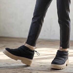 Vivaia Theo Quilted Puffer Warm Boots Waterproof Black Cream Size EU 38 US 7